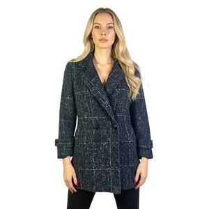 SARIL BLUE WOOL TRENCH COAT VINTAGE SINGLE BREAST VINTAGE COAT WOMEN SIZE 8